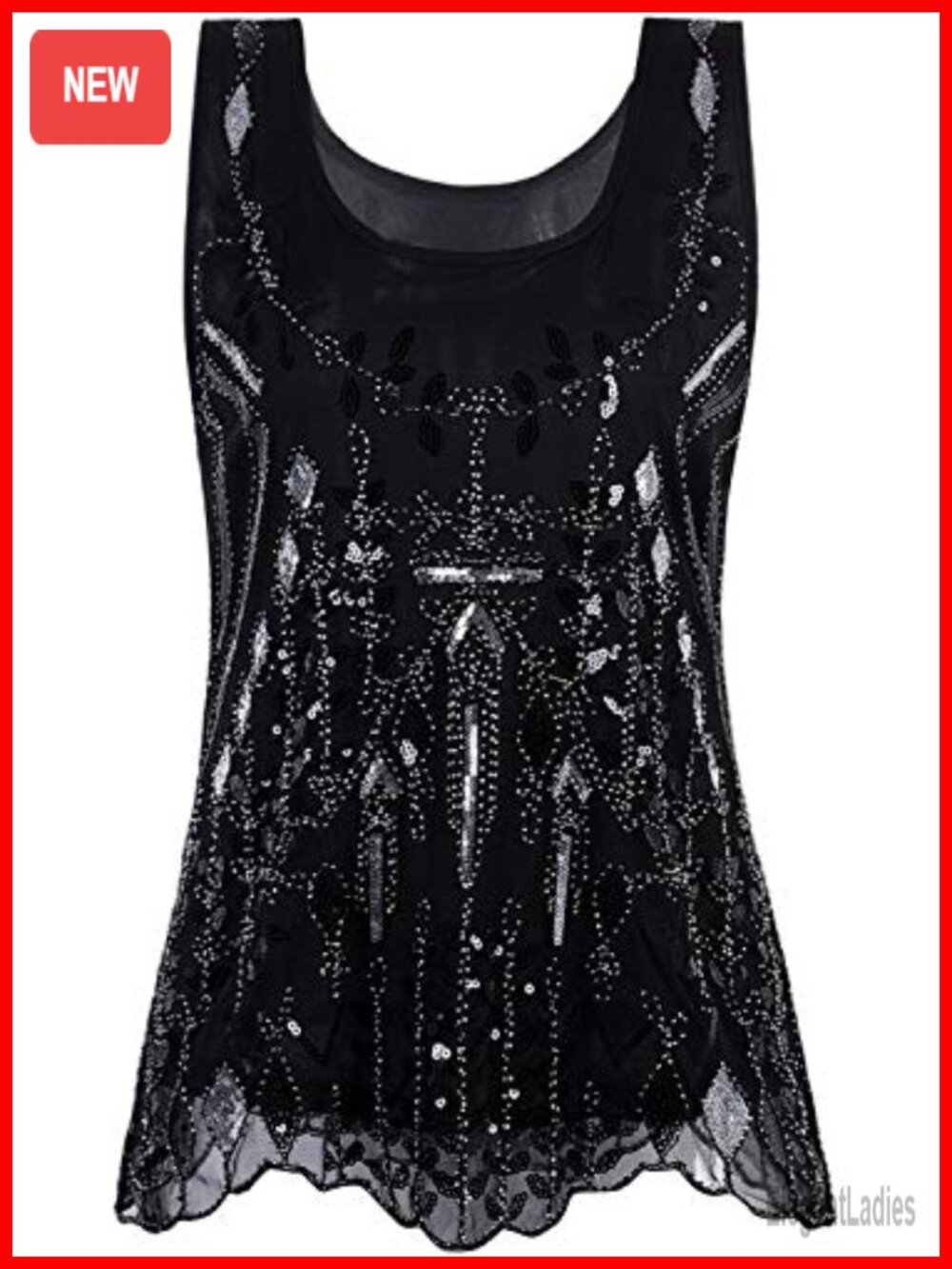 Vintage Sequin Beaded Tank Top Sparkly Embellished Flapper Vest